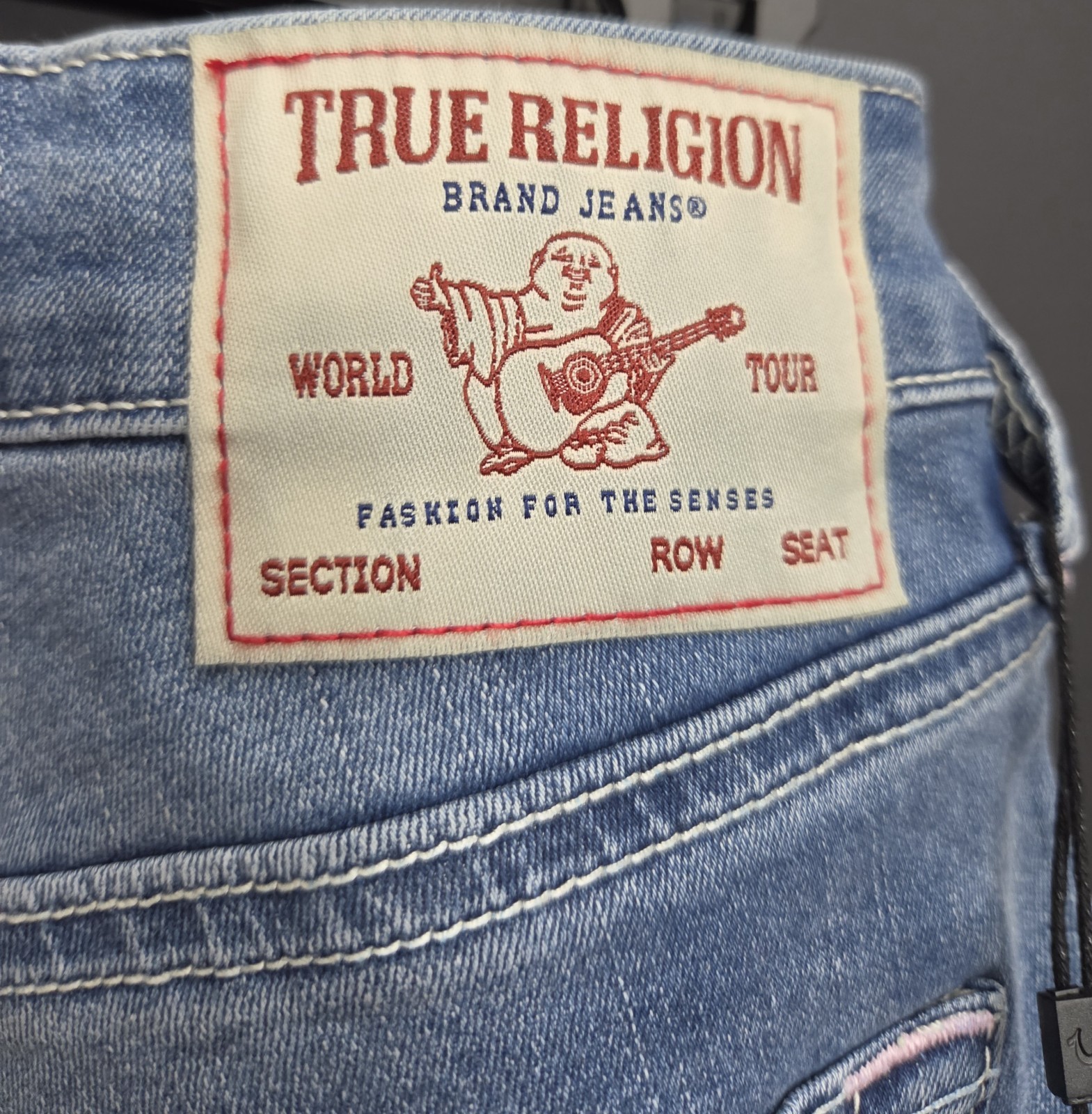 True Religion Crystal Care High Rise Skinny Light Wash Blue Studded Jeans 27