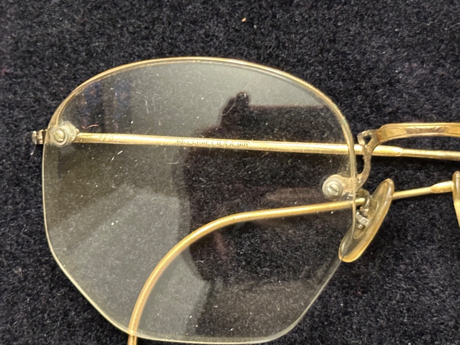 Vtg Art Craft USA 160 Yellow Gold Tone Eyeglasses Frame Only