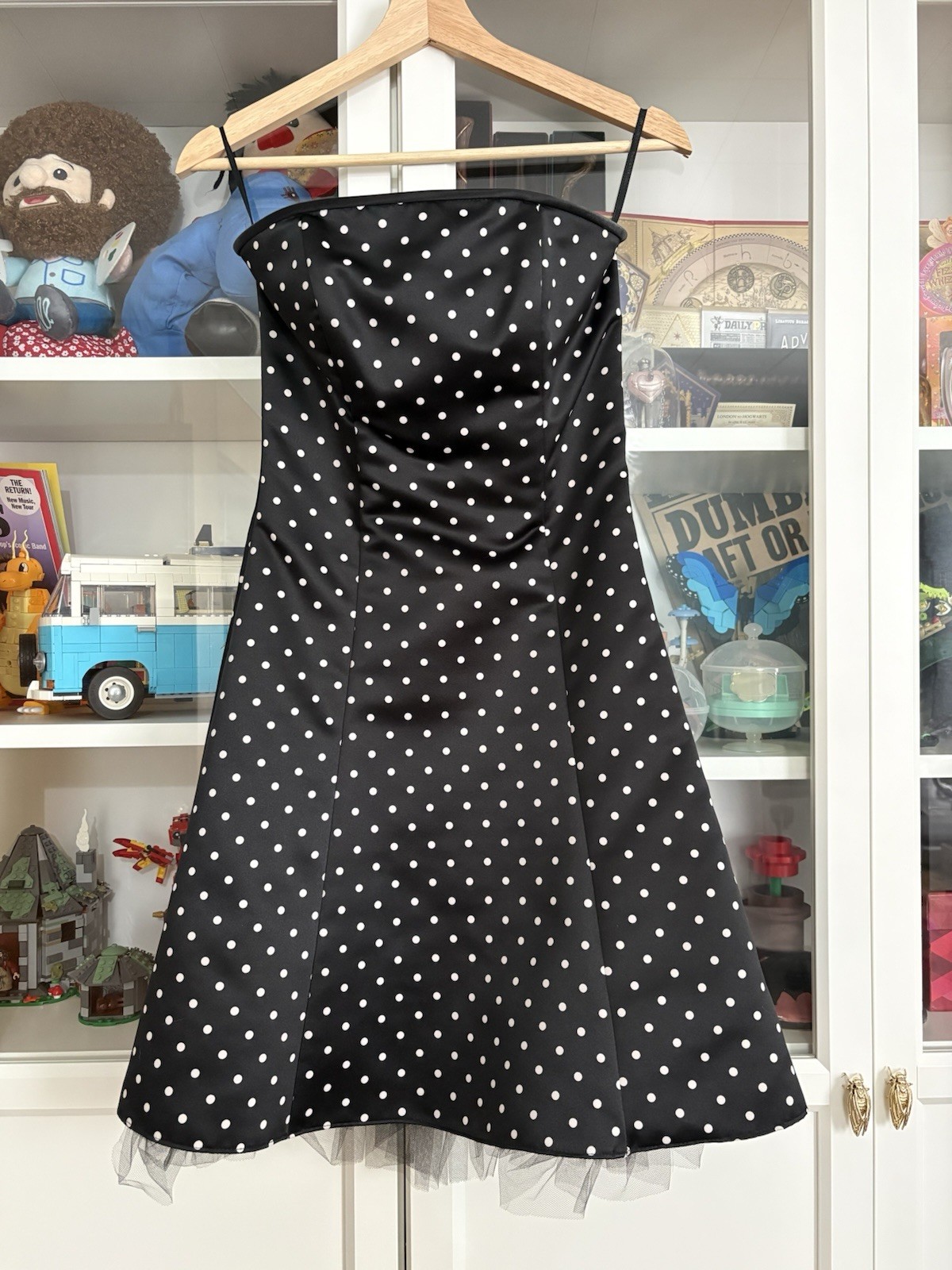 Vintage Jessica McClintock For Gunne Sax Strapless Polka Dot Dress Size 3