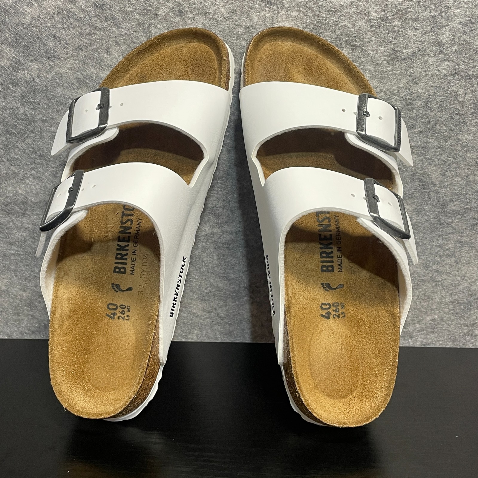 Birkenstock Arizona Birko Flor Sandals Womens EU 40 US 9 Narrow White Footbed