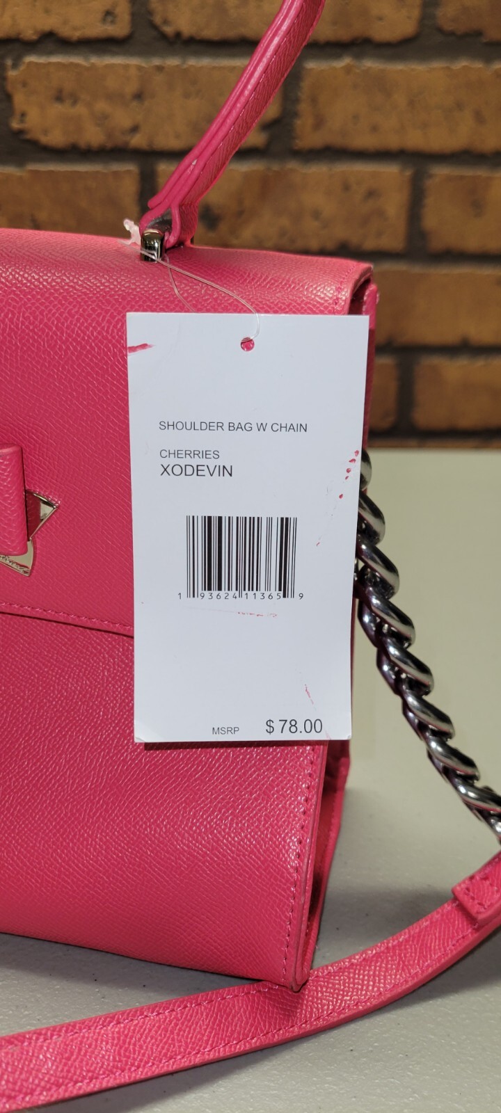 Betsey Johnson XO Devin Cherries Shoulder Bag with Chain Pink NWT