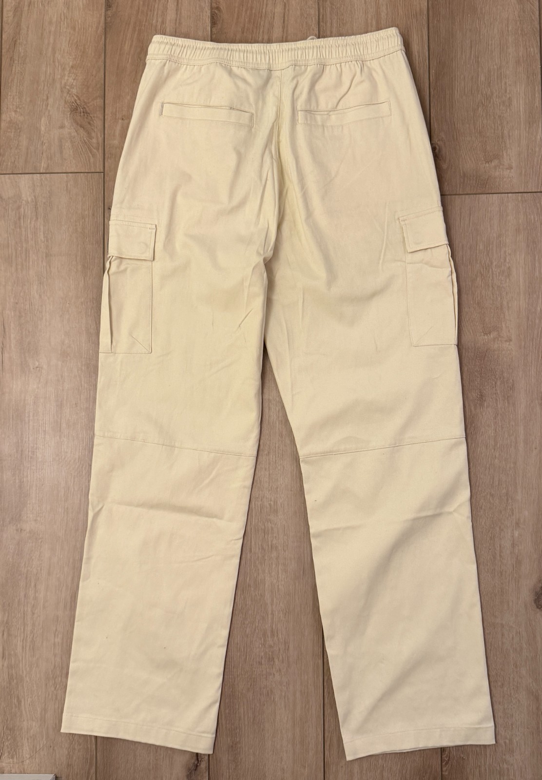 WeSC Open Bottom Cargo Pants Unisex Chino Style-Men L/Women XL-Pale Yellow-NWT