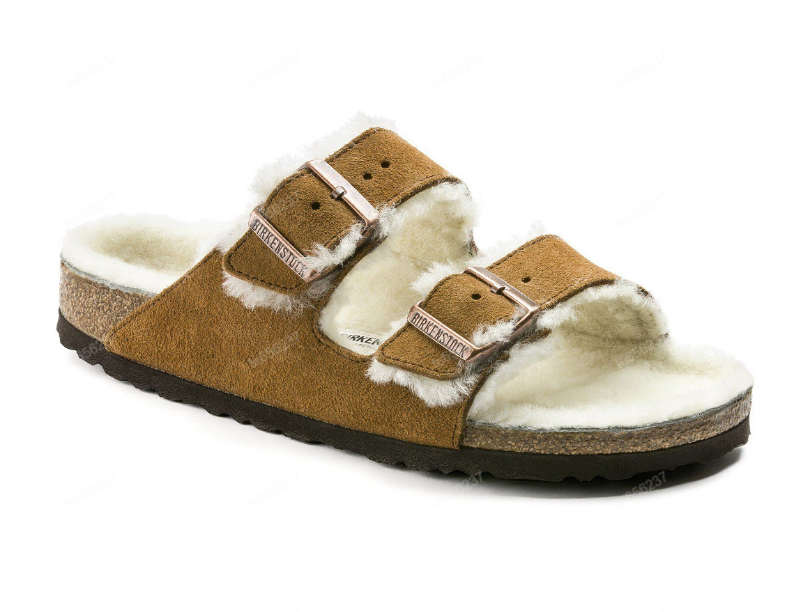 Birkenstock Arizona Shearling Suede Leather Mink Unisex Comfort Sandals SZ 37-40