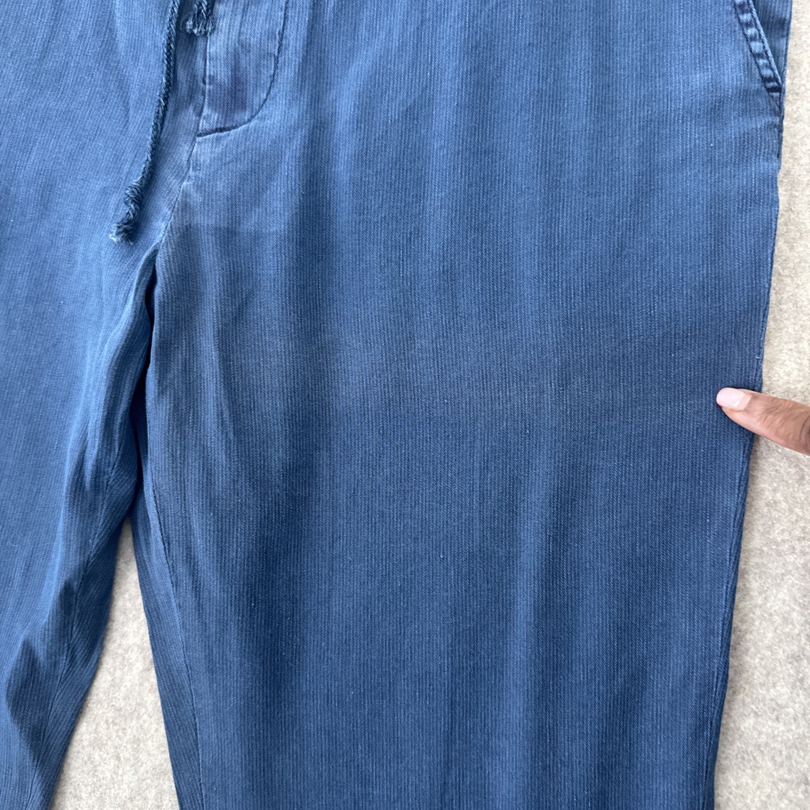 Haspel Corded Linen Blend Drawstring Trouser Blue Slim Fit Mens 36 New