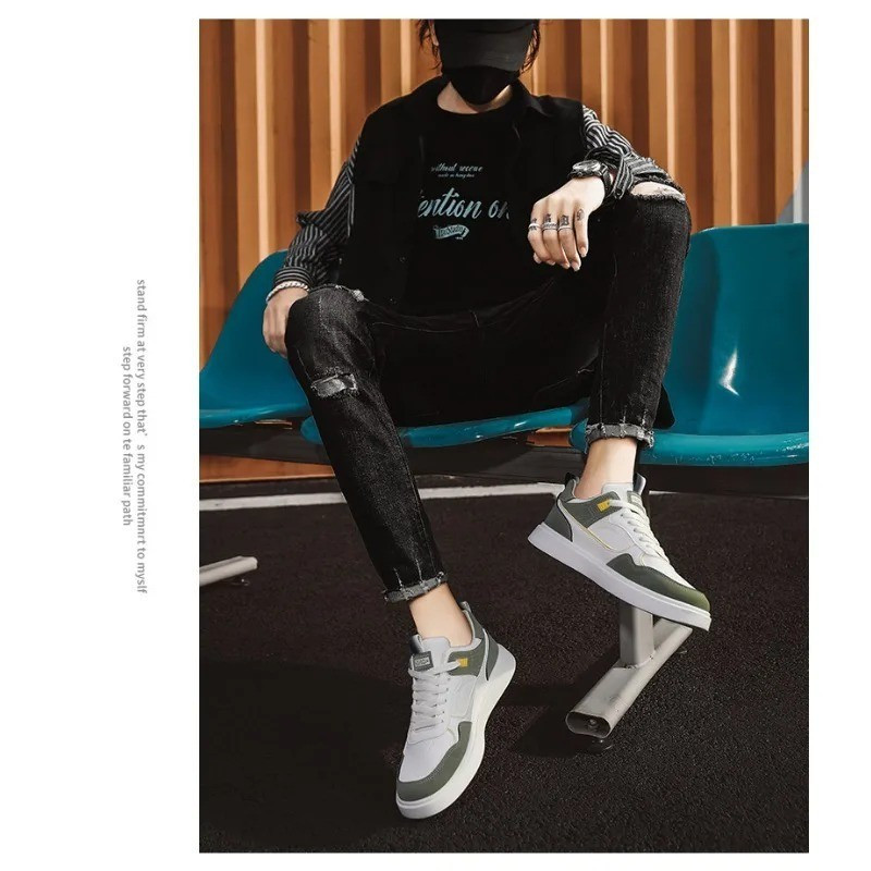 Men’S Leather Casual Sneakers Breathable Comfortable Walking Daily Wear Shoes