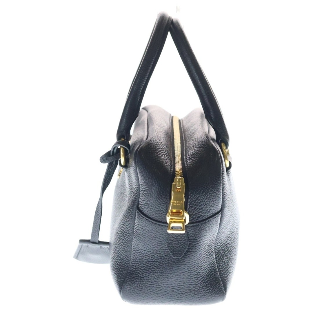 PRADA BAULETTO PELLE VITELLO PHENIX Leather Mini Handbag 1BB108 Black Used a4bc6