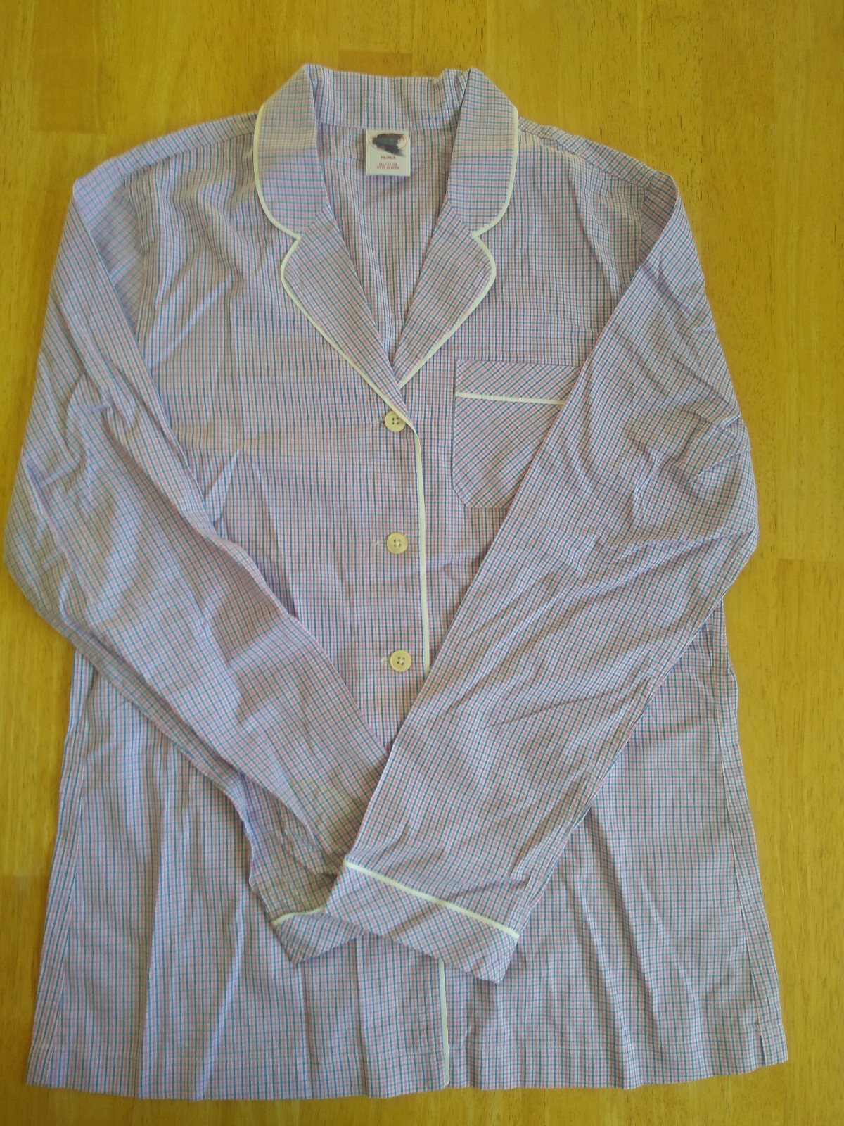 NWOT Brooks Brothers White Pink Blue Check Cotton Women’s Pajama Top