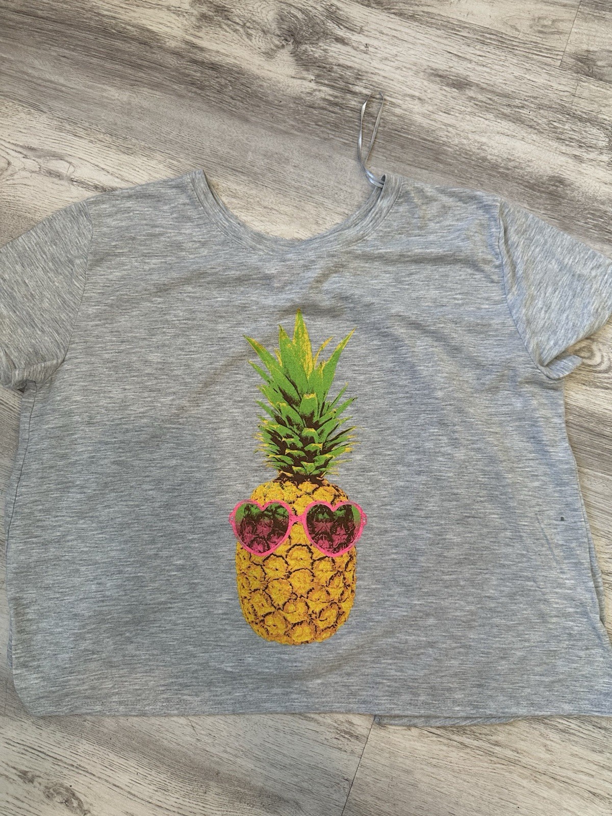 BONGO Gray Pineapple Graphic Crew Neck Short Sleeve T-Shirt Size L/G