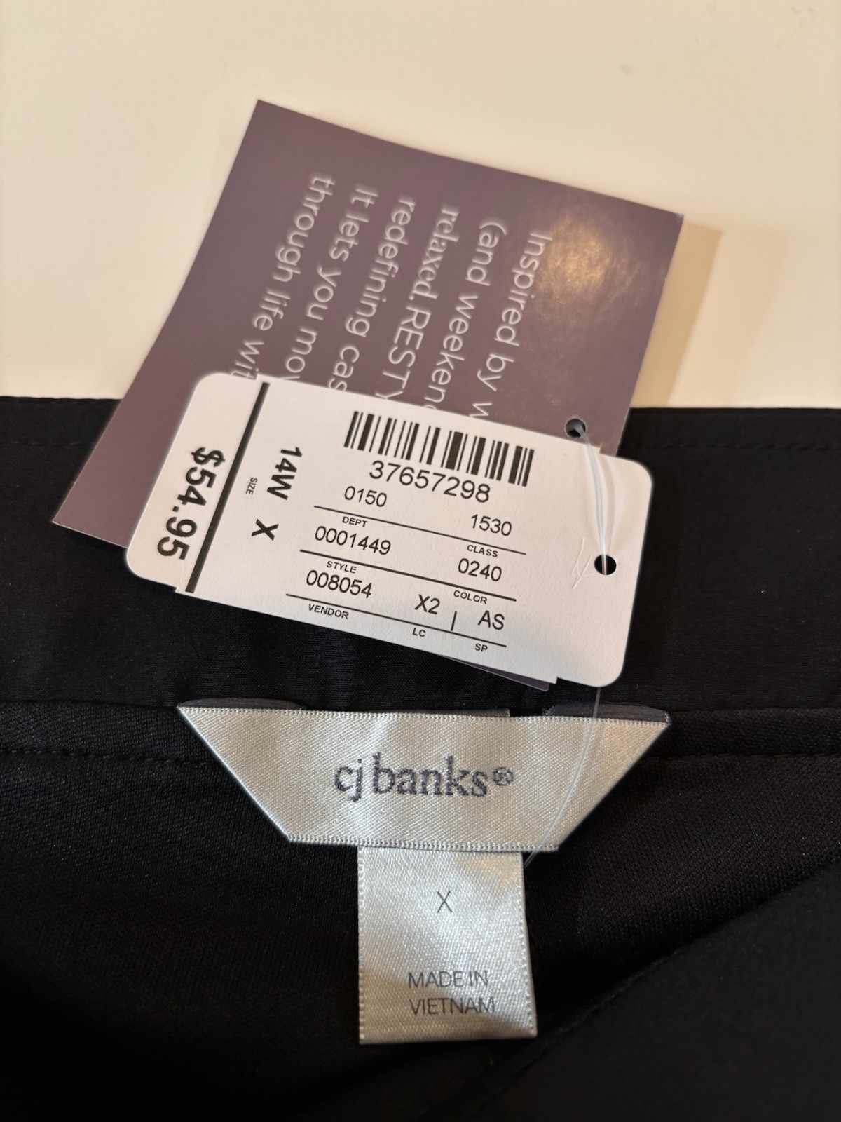 NWT CJ Banks Black Skort Size 14W/X Pickets Side Zip Poly/Spandex Blend Golf $54
