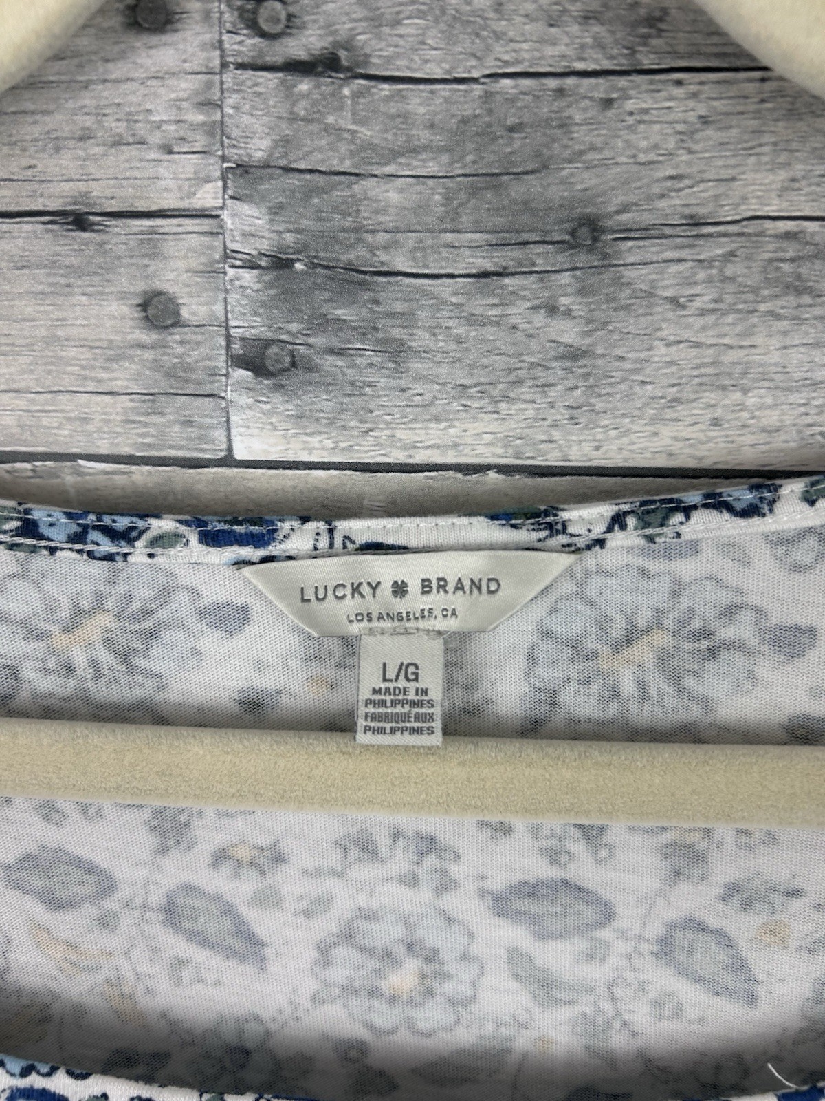 Lucky Brand Large Square Neck Long Sleeve Floral Blouse