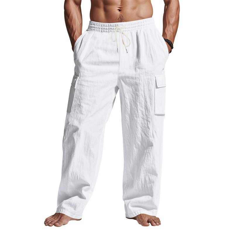 Spring Autumn Multi-Pocket Straight Leg Cargo Pants