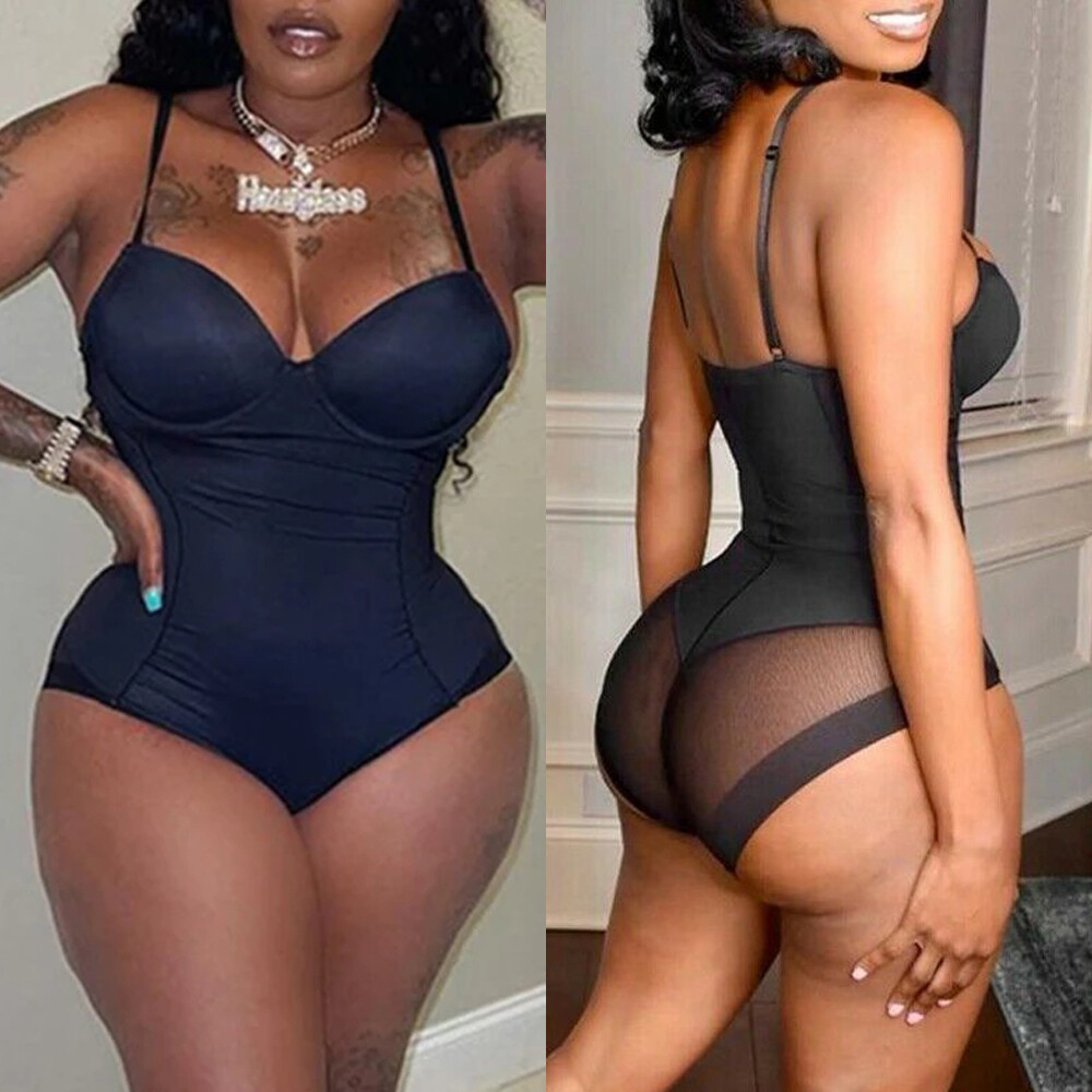 Women’s Tummy Control Bodysuit Waist Trainer Fajas Body Shaper with Built in Bra