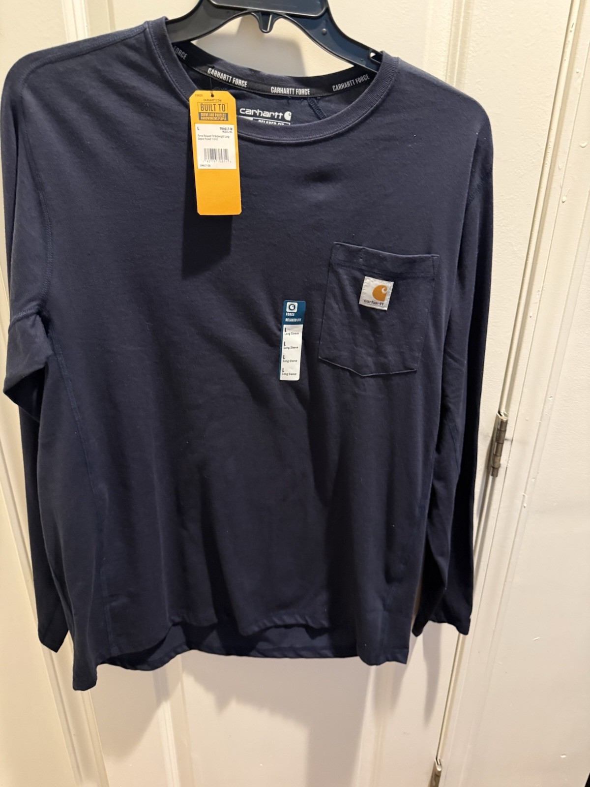 Carhartt Force Relaxed Fit Midweight Crew Neck Long Sleeve Pocket Tee L