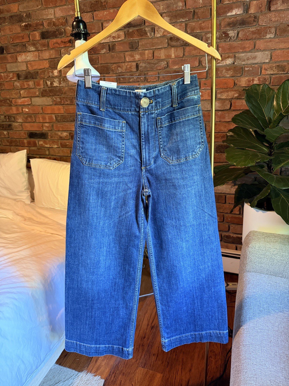 Anthropologie The Colette Crop High-Rise Wide-Leg Jeans by Maeve 27 MSRP $138