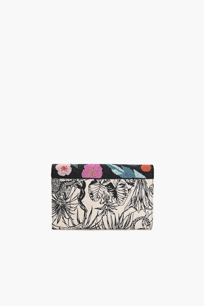 America & Beyond, Leopard and Animal Print Clutch, Beaded and Canvas Design
