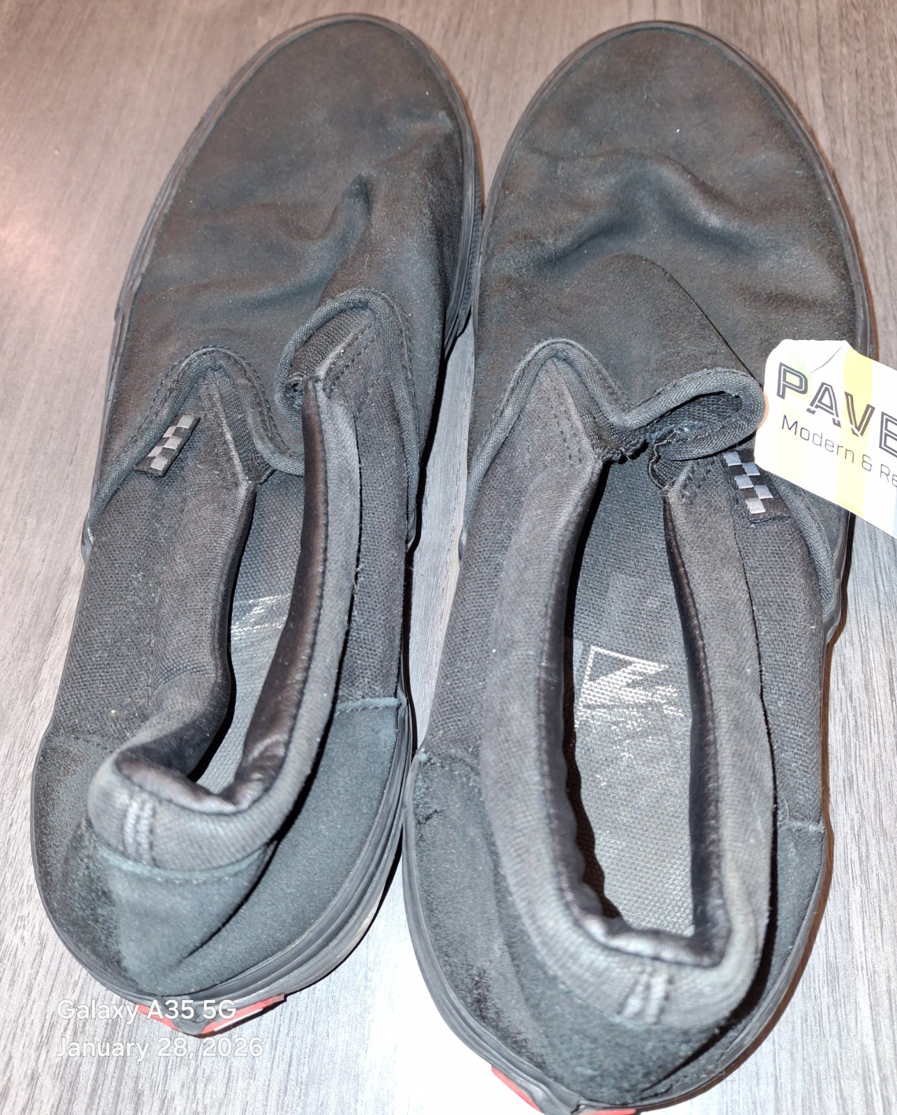 Men’s Size 11.5 VANS Sneakers Slip-on Triple Black Casual Travel Gym