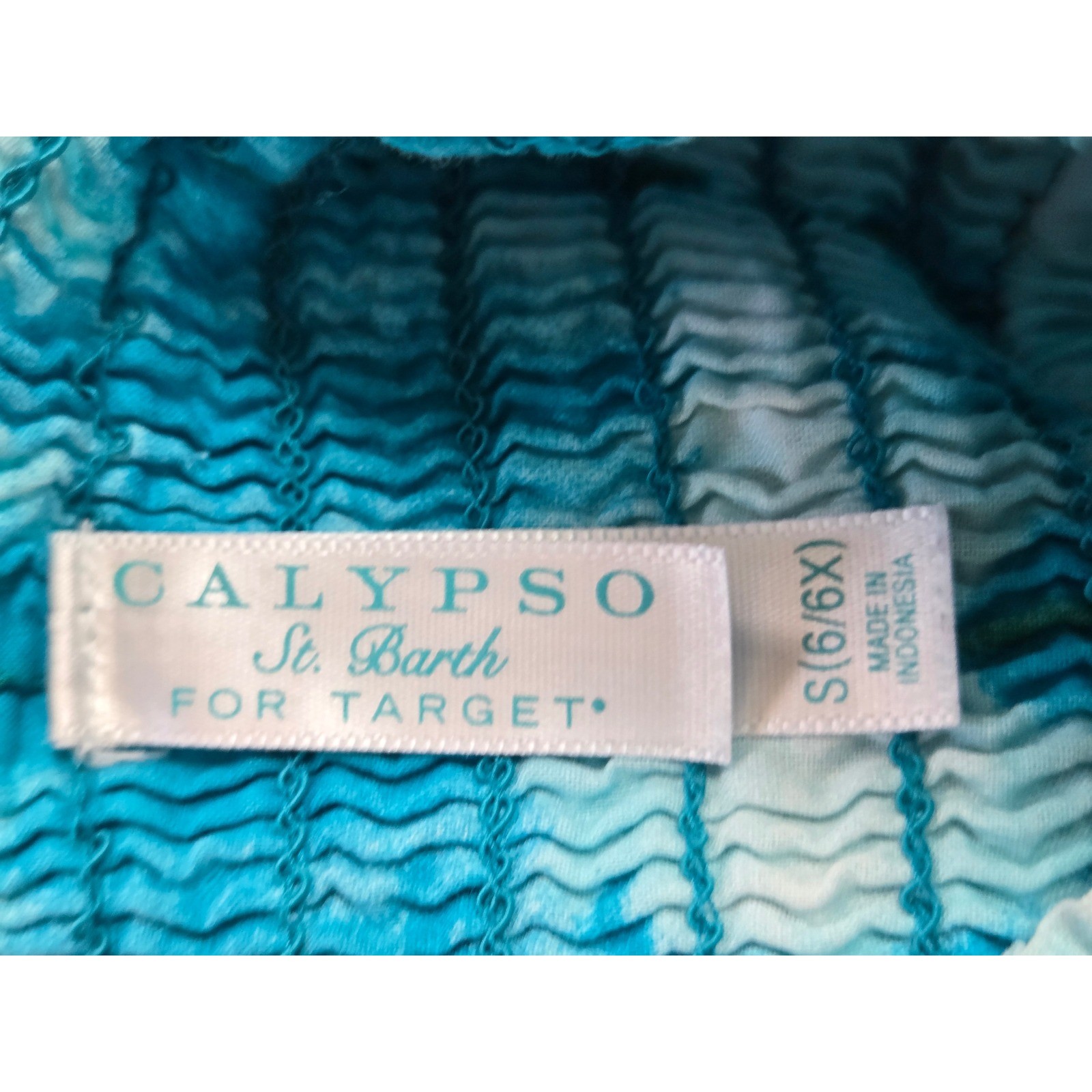 Calypso St. Barth Girls Blue Tie Dye Tiered Smocked Sun Dress Coastal S 6 6X