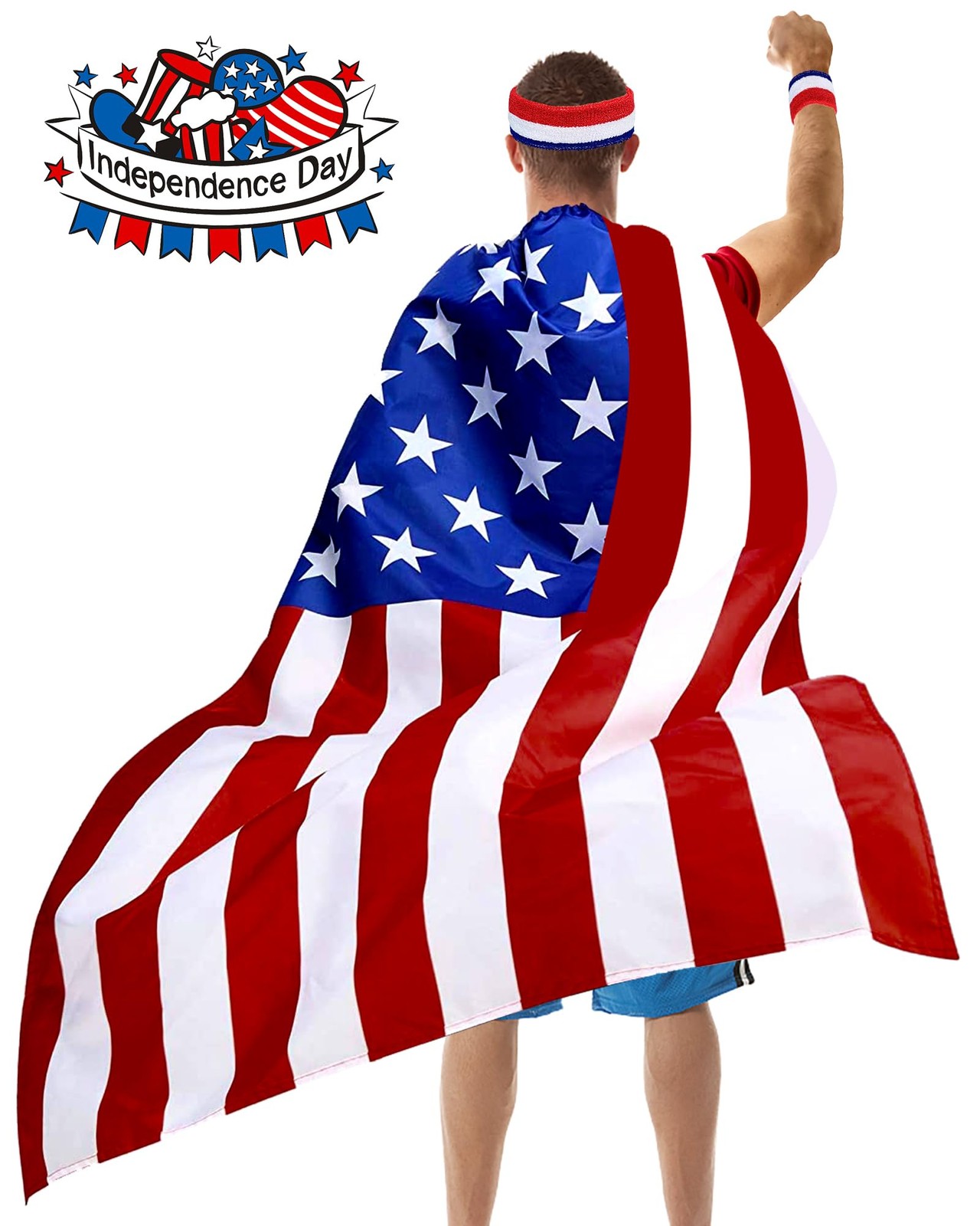 American Flag Cape USA Costume Accessories Patriotic Flag Cloak Set for Adult…