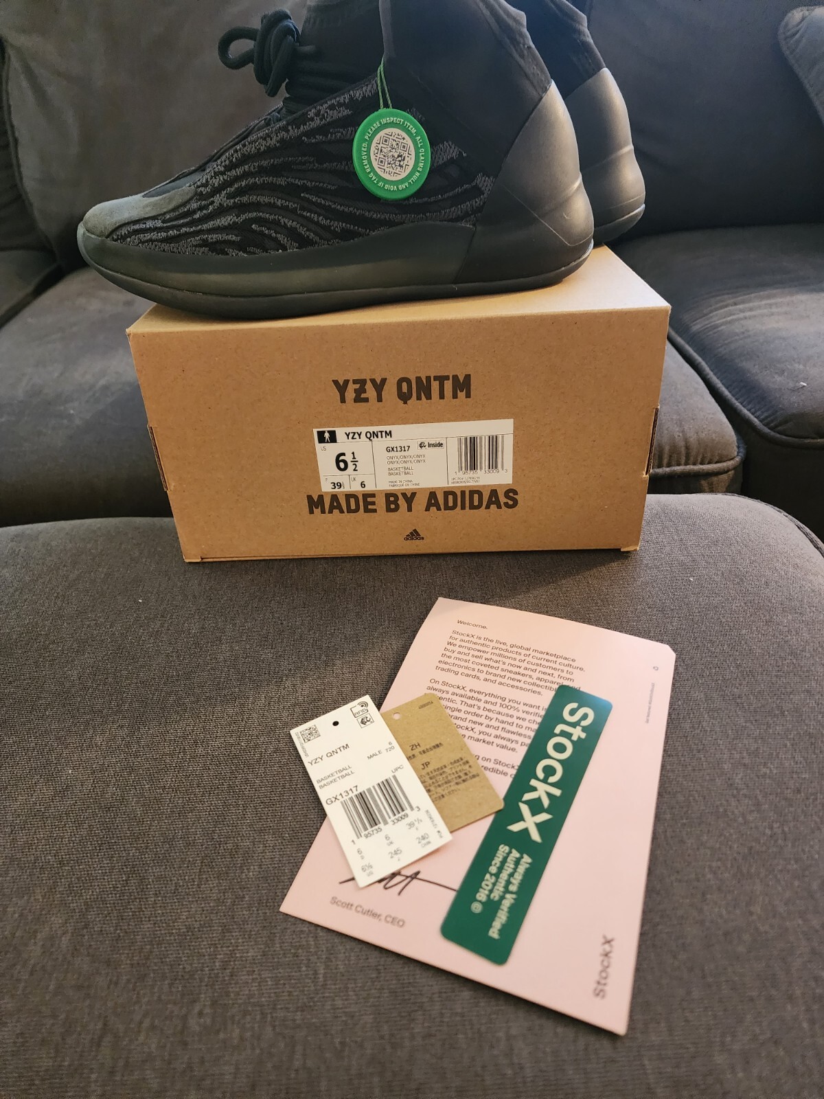 NEW Adidas Yeezy QNTM Onyx Quantum Black Size 6.5 Gx1317 in Box Sneakers