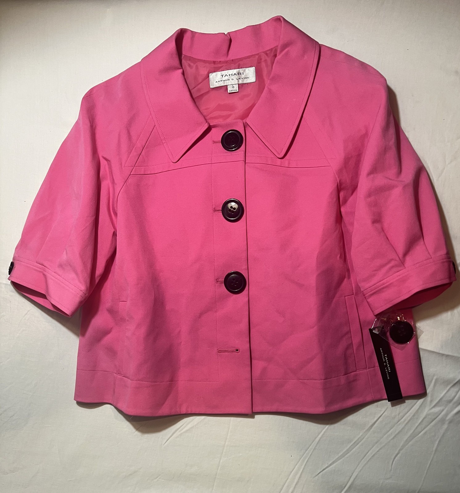 Tahari Arthur S. Levine Hot Pink Blazer Jacket Size 10 Structured Career Coat
