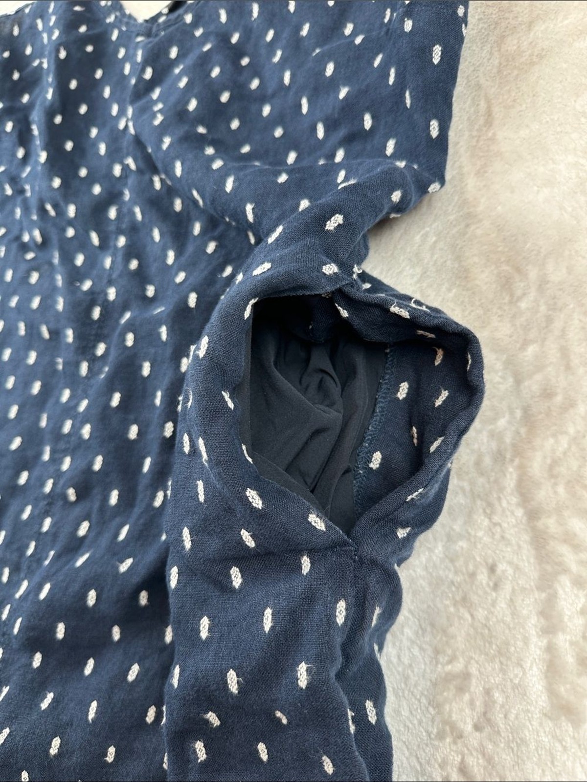 Athleta Navy Blue Dot Print Jumpsuit Womens 6 Adjustable Strap Wide Leg | Boho