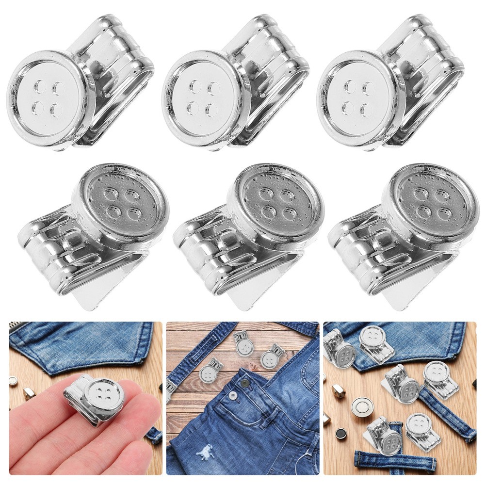 6 Pcs Removable Metal Button Suspender Buttons for Men Pants Jeans