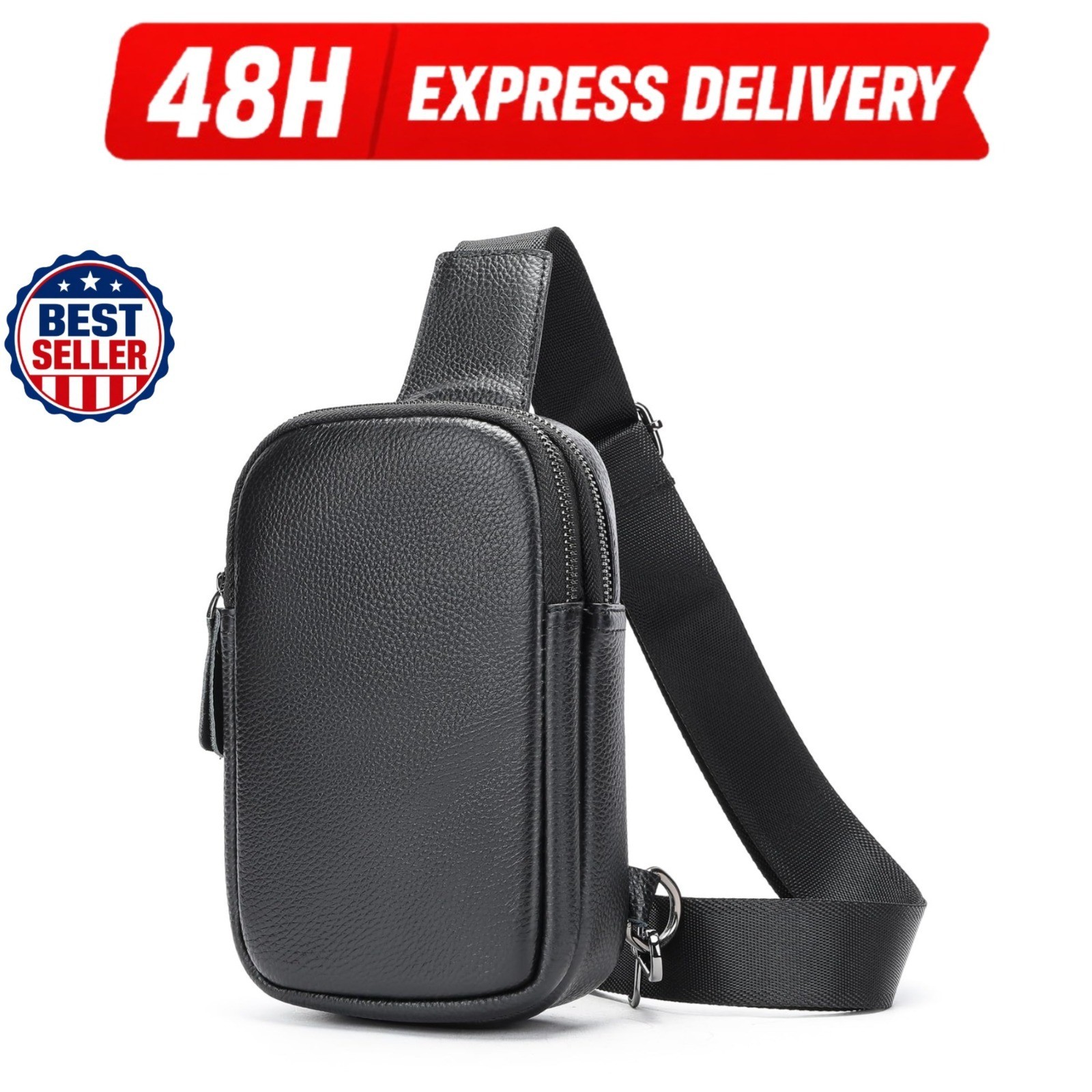 MASIWEI Genuine Leather Sling Bag for Men Crossbody Purse