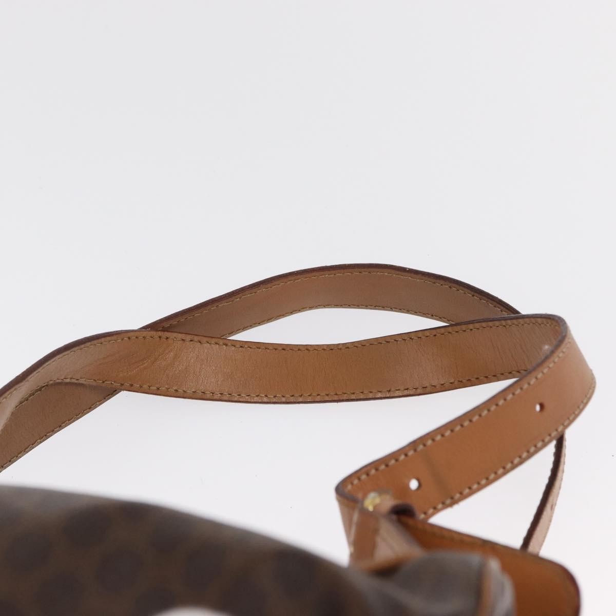CELINE Macadam Canvas Backpack PVC Leather Brown Gold Auth 164150
