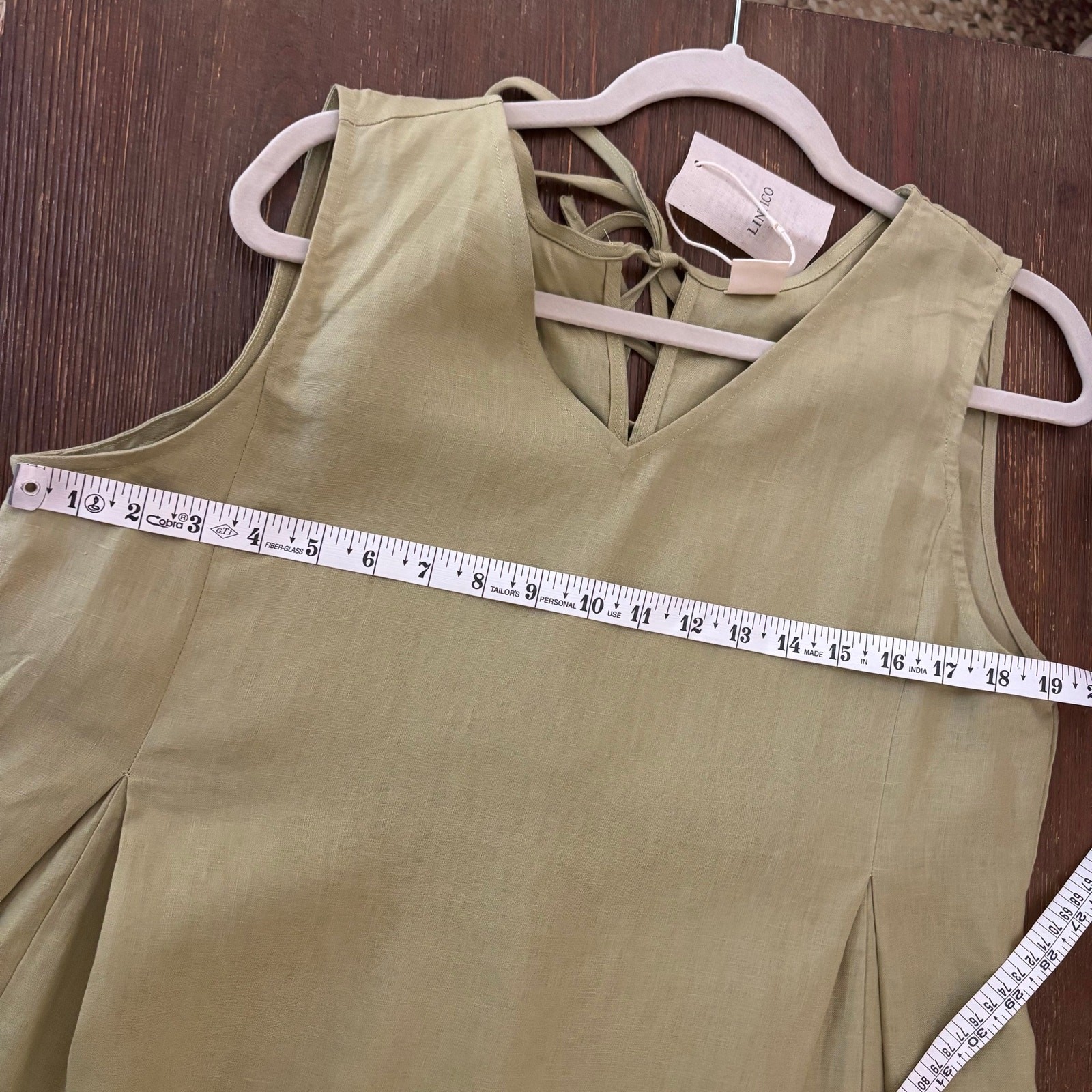 NWT LINTICO 100% Linen Sleeveless A-Line Maxi Dress Sage Apple Green