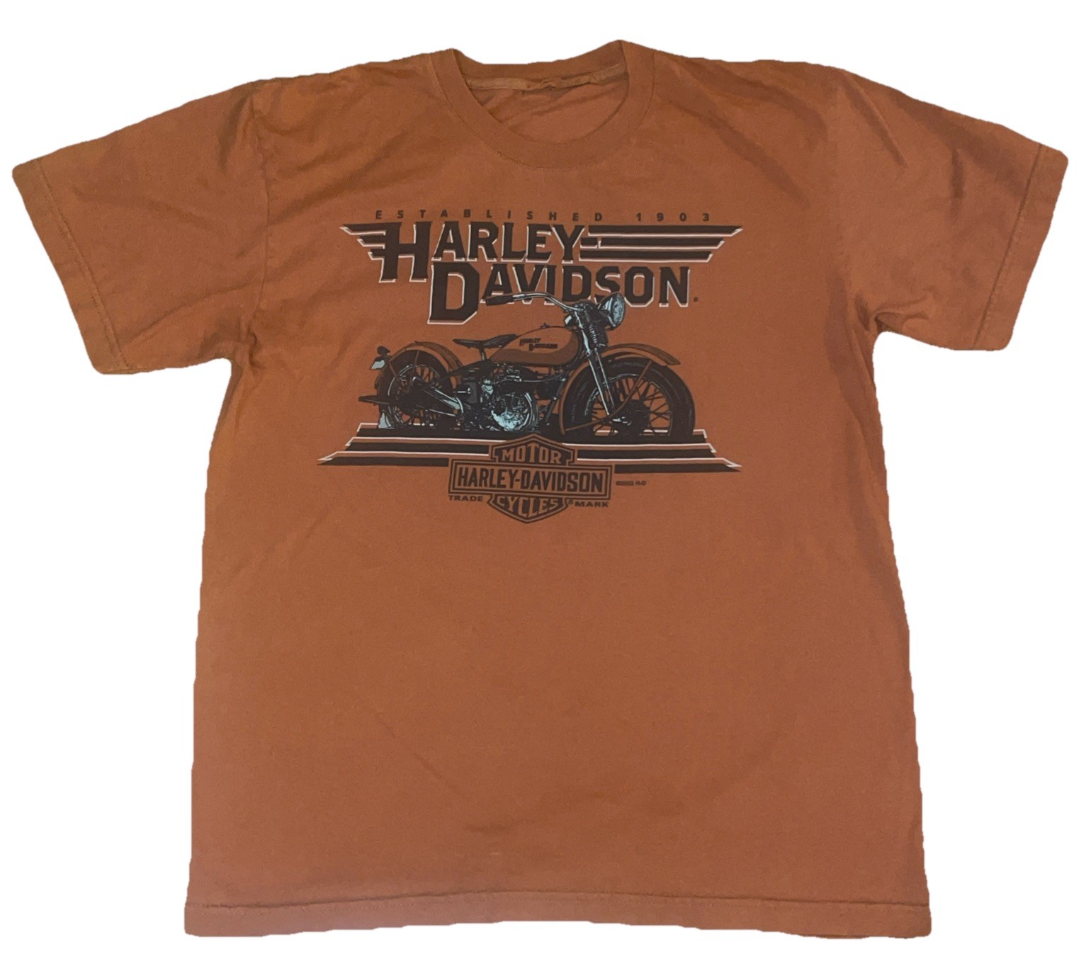 Harley Davidson Fort Worth Texas T Shirt Sz Large Orange Biker Distressed