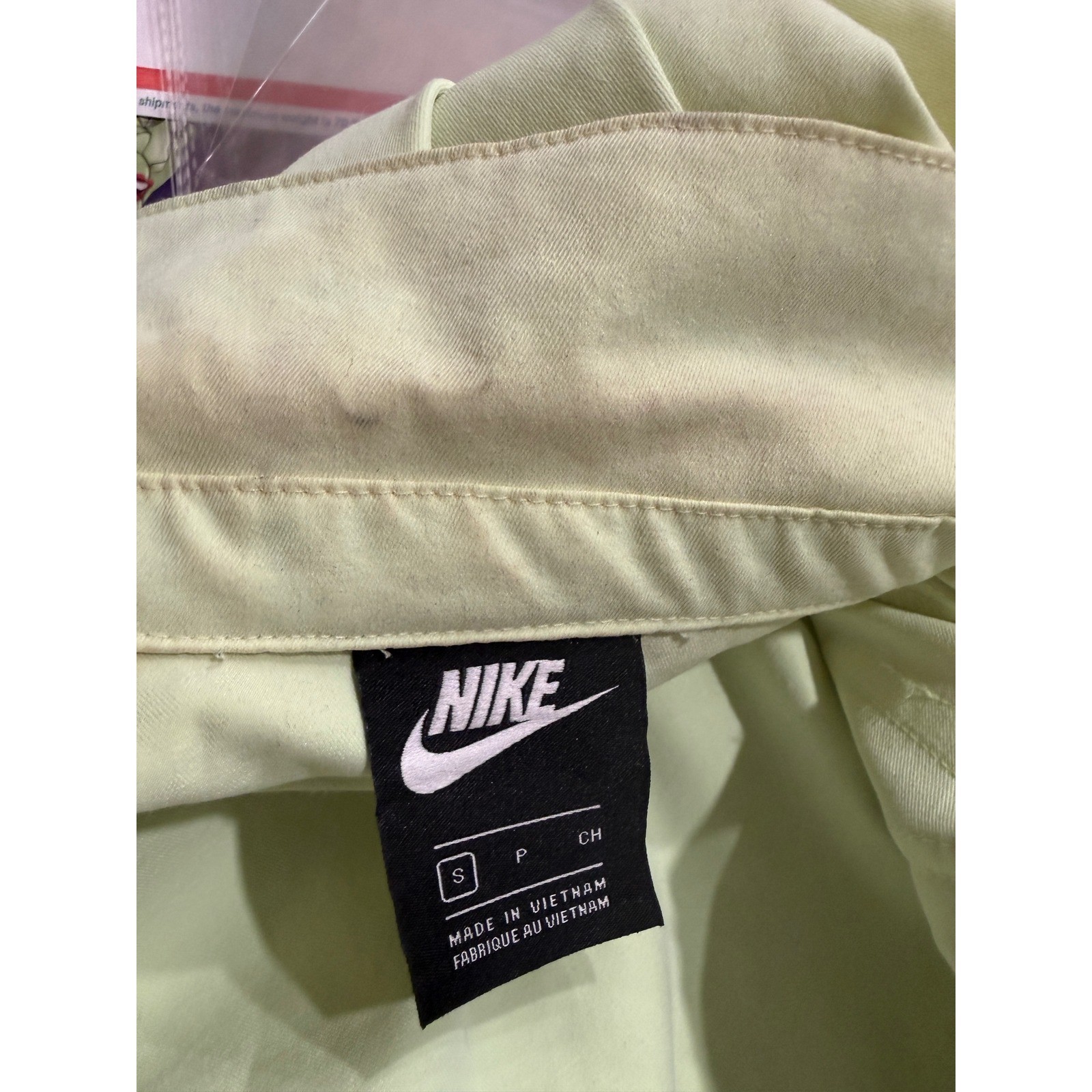 Nike Women Light Yellow Utility Jacket Button Snap Zip Pockets Sportswear Size S