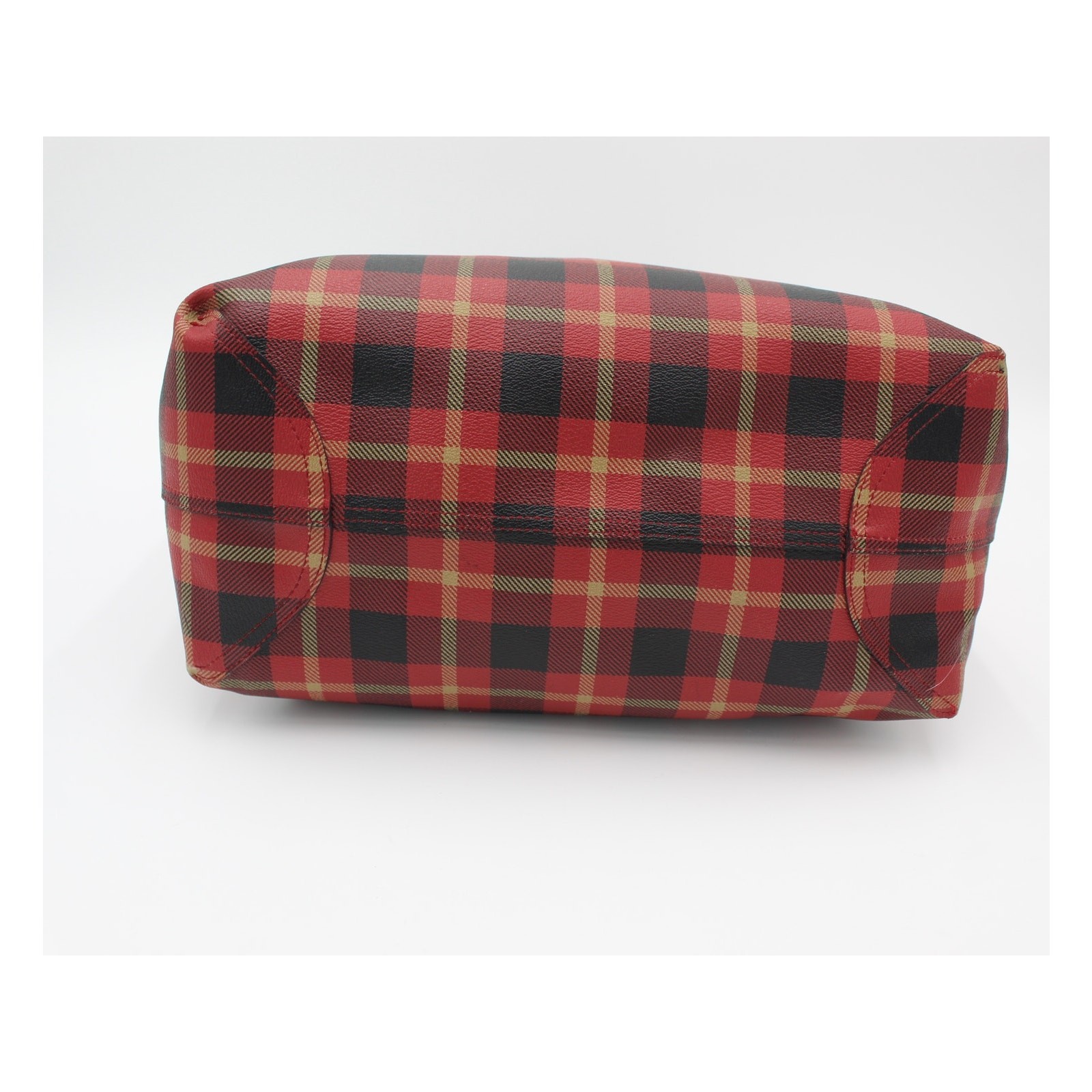 Coach Reversible City Tote Bag Red Black Plaid Large Purse Travel Preppy