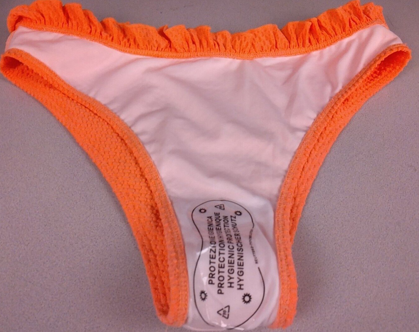 Unbranded Juniors Orange Ruffled Waist Bikini Swim Bottoms Size L – New. (51)