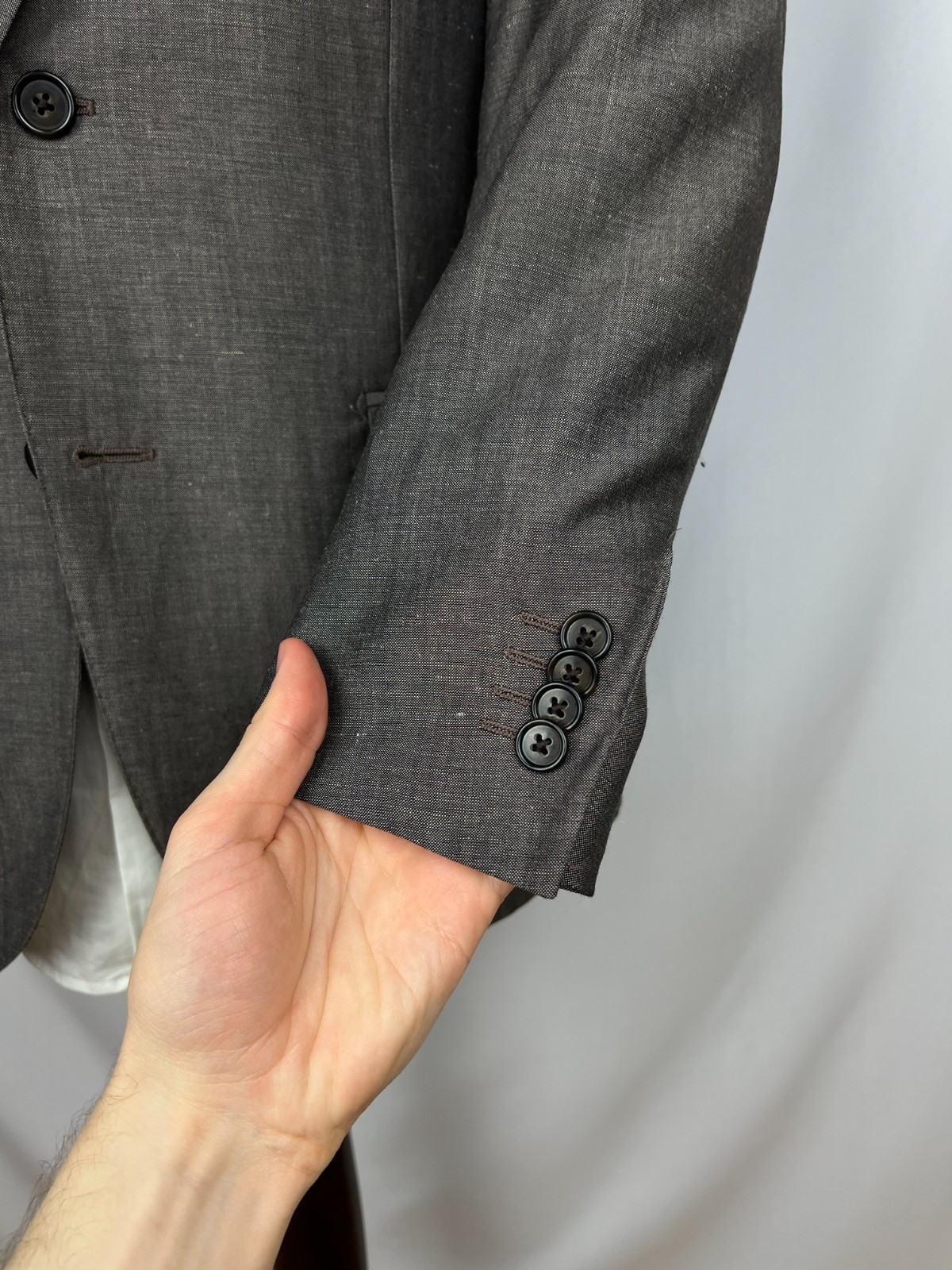 CORNELIANI First Line Solid Brown-Gray LinenWool Modern Sport Coat 38US48IT