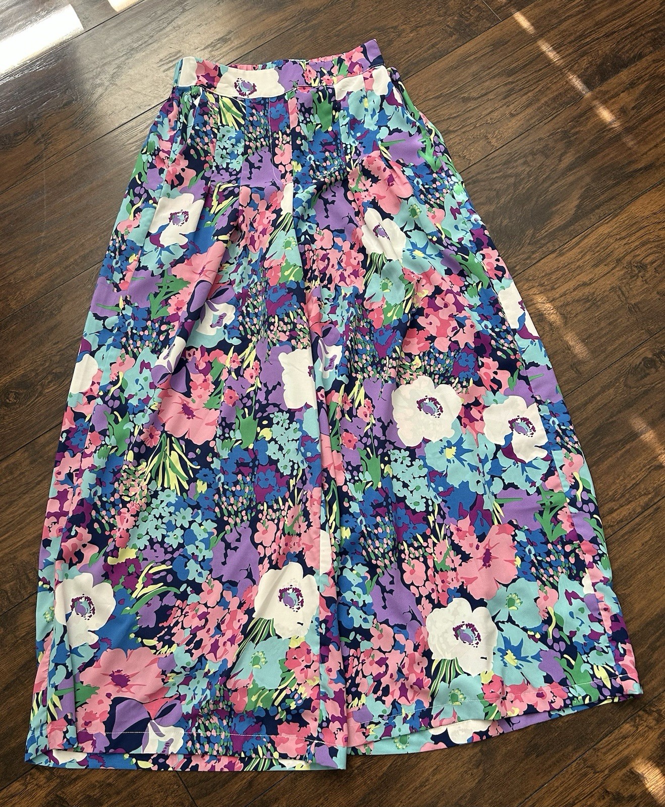 Women’s Stitch And Feather Floral Print Pants Trousers Medium