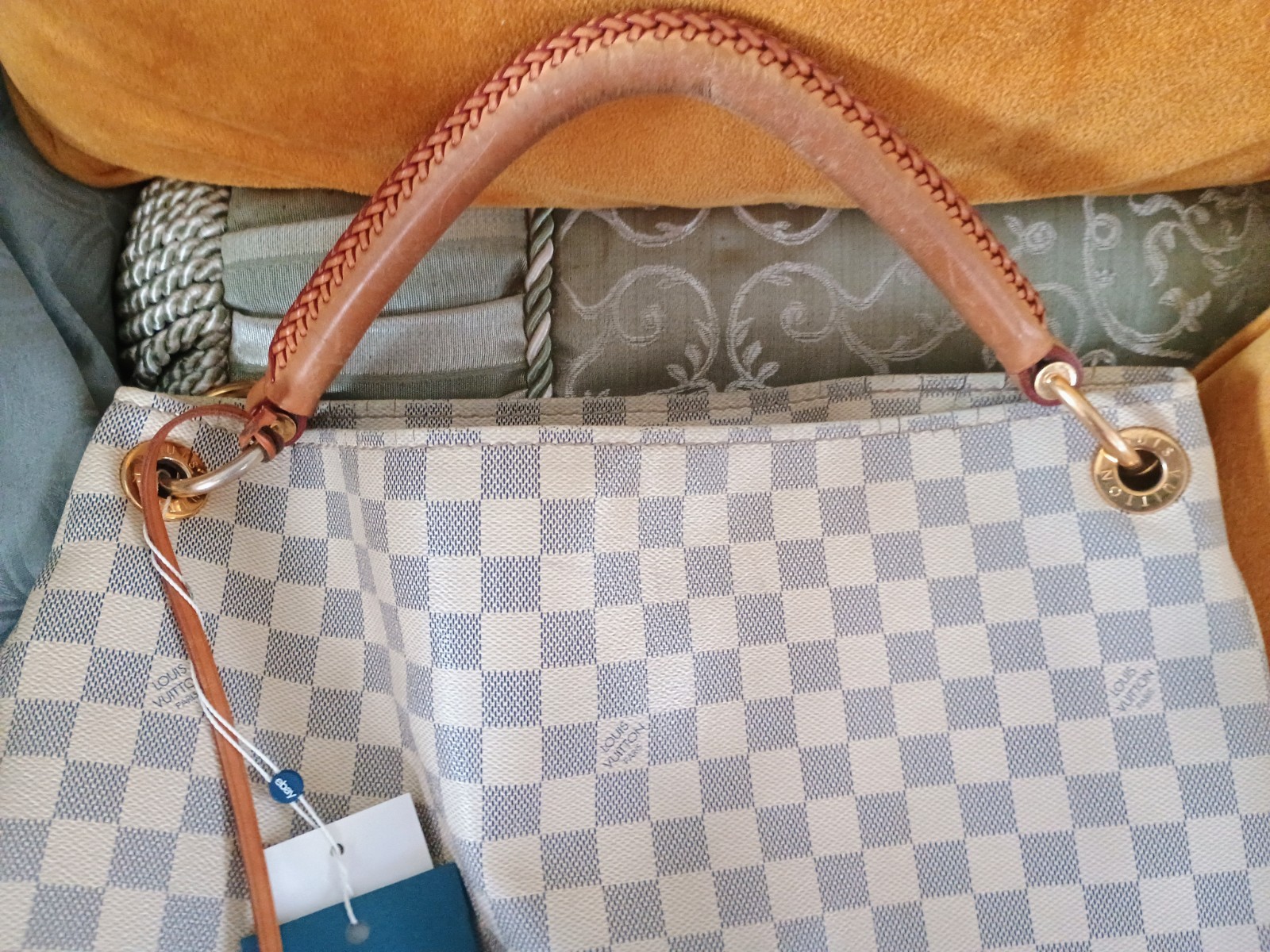 AUTHENTIC LOUIS VUITTON DAMIER AZUR ARTSY MM DUST COVER AUTHENTICATION CARDS