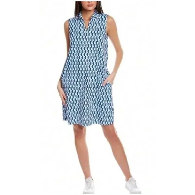 J. MCLAUGHLIN Ellison Catalina Cloth Shift Dress Bedford Blue Sz L $218 {3N35}
