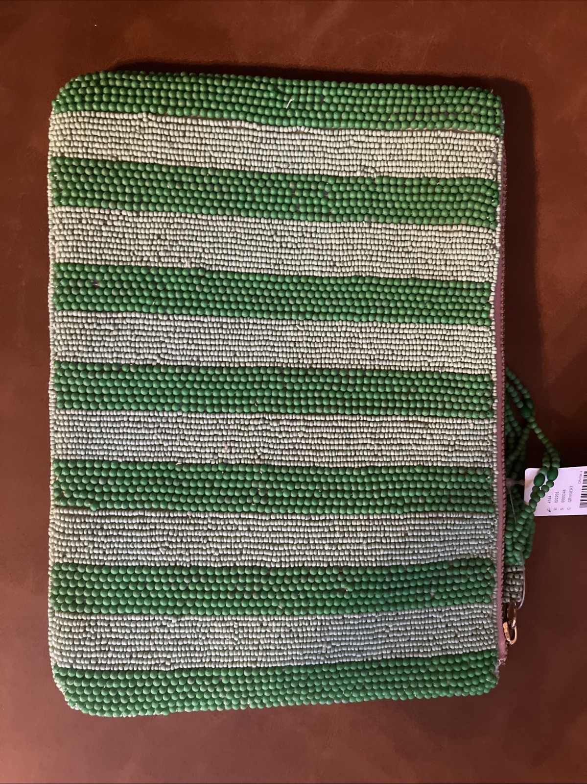 Anthropologie Fiona Beaded Tea Cups Green Blue White Pouch Clutch New NWT