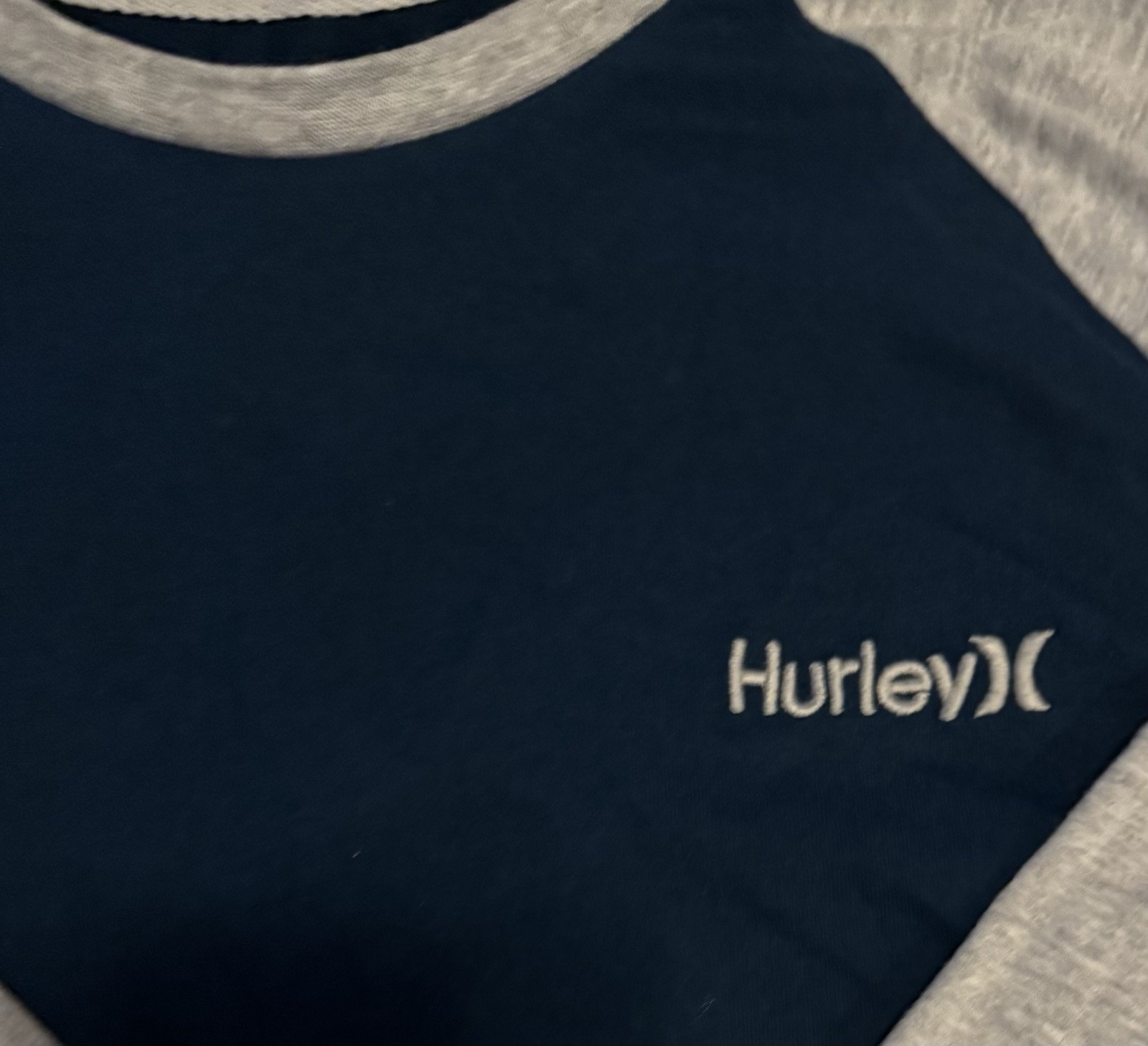 Hurley Colorblock Blue Gray Men’s L Crew Neck Long Sleeve T-Shirt