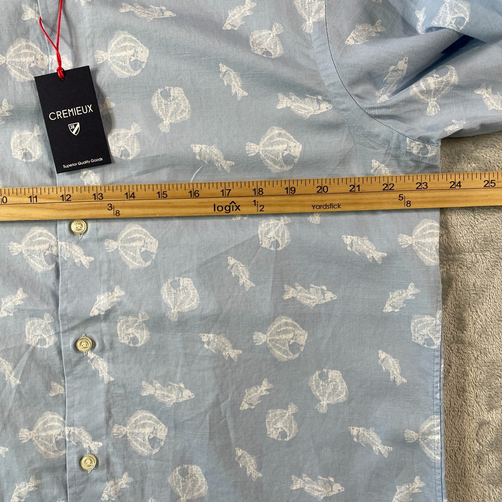 Cremieux Shirt Men Large Blue Fish Print Long Sleeve Resort Vacation Preppy