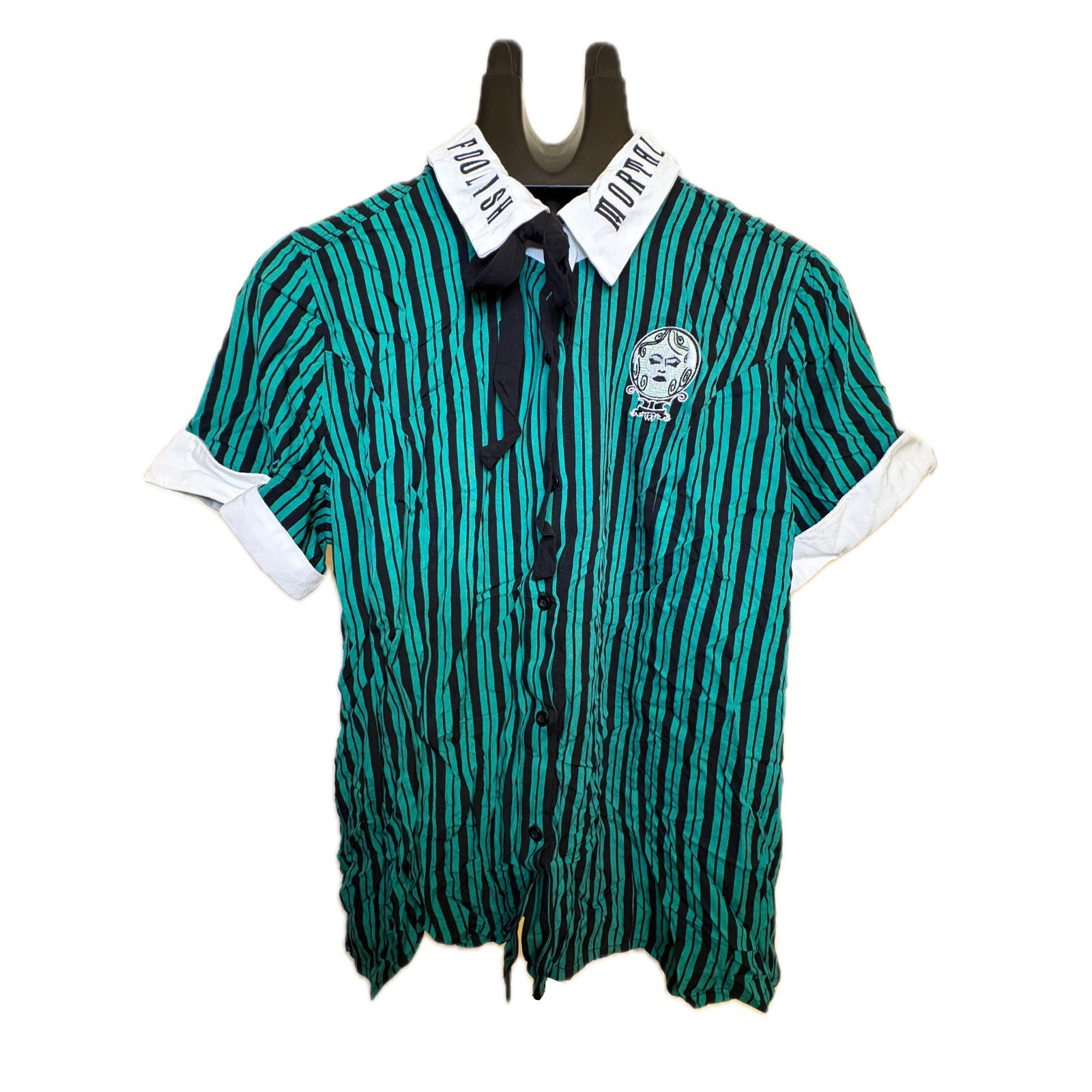 Disney Her Universe Haunted Mansion Leota Stripe Button Up Shirt Size Large NWOT