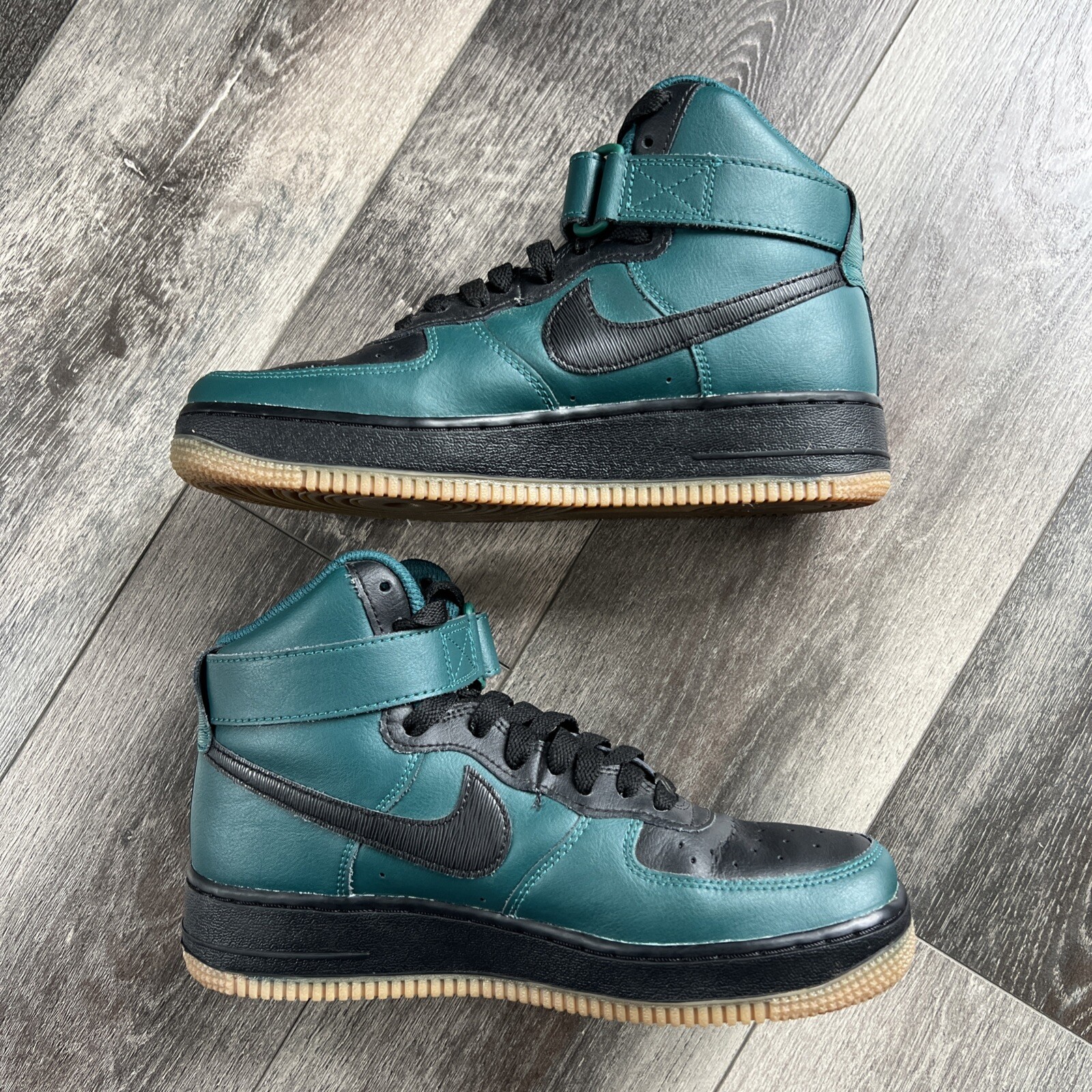 Nike Mens 13 Air Force 1 Mid By You Custom Shoes Shadow Black Leather HF0660-900