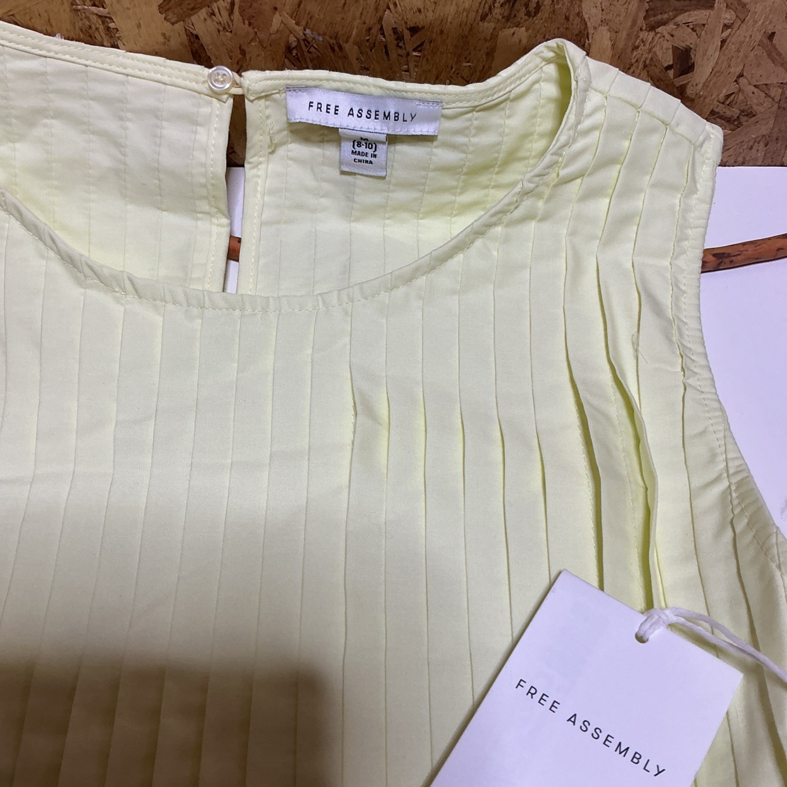 Free Assembly Womens Sleeveless Pleated Mini Dress Size M (8-10) Yellow Light#9