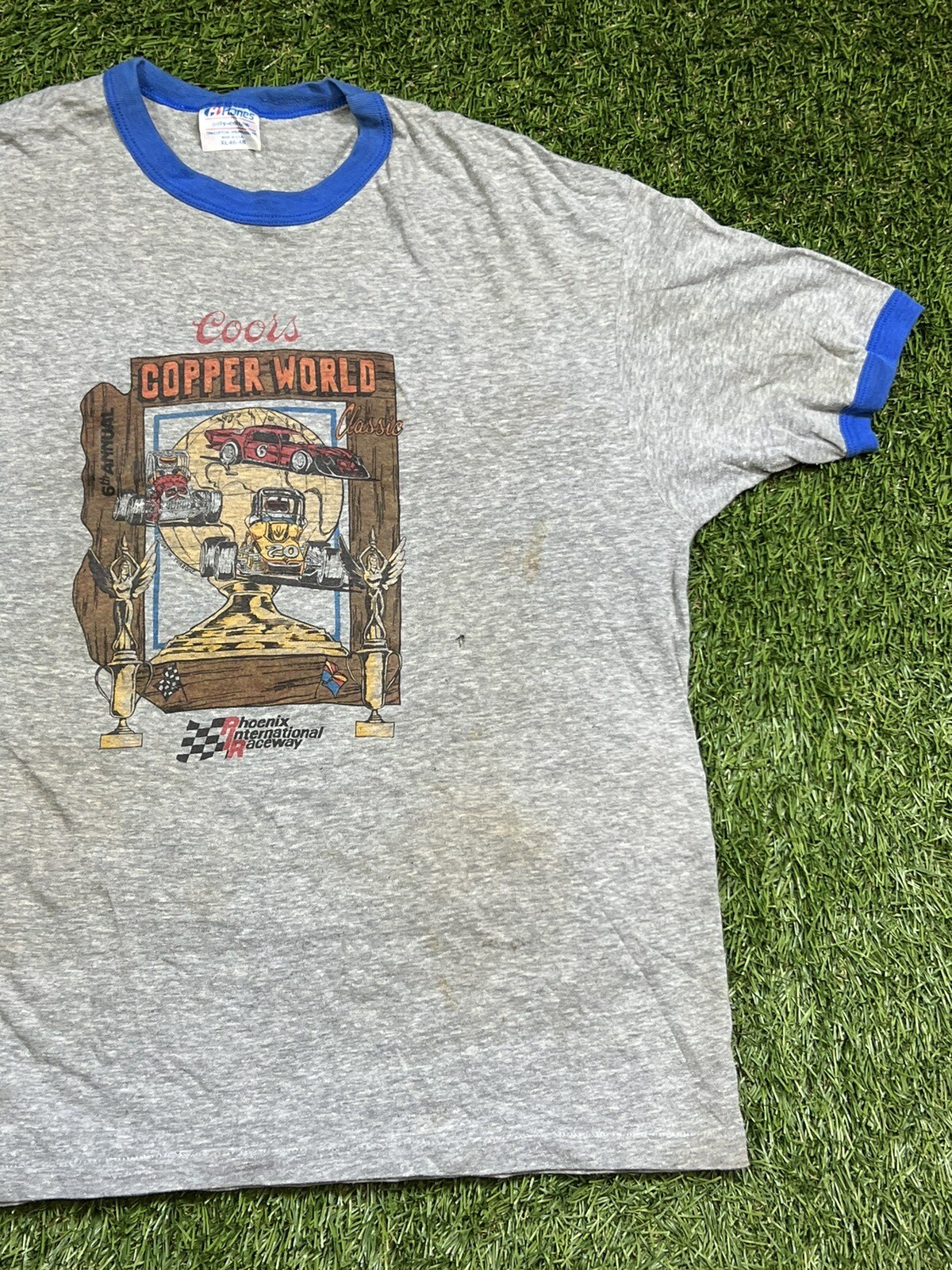 Coors Copper World Ringer T-Shirt Men’s XL Vintage 80s USA Beer