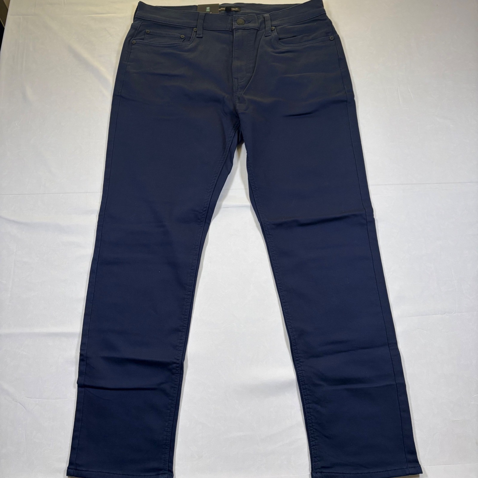 Banana Republic Mens Traveler Pants Navy Blue Slim Straight 5-Pocket 34×30 NEW