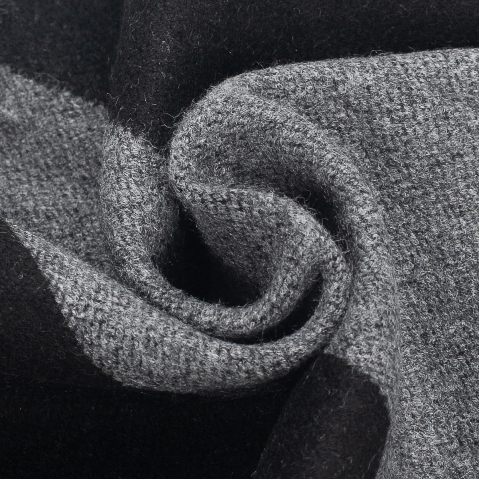 GHGMAO Black and Gray Striped 200 cm x 20 cm, Scarf (Black Grey)