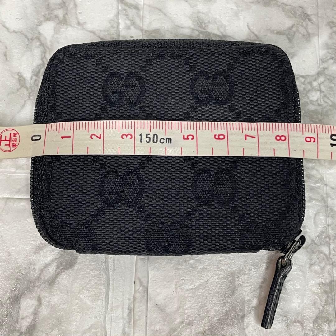 GUCCI Coin Case Round Zipper GG Mini Wallet Black