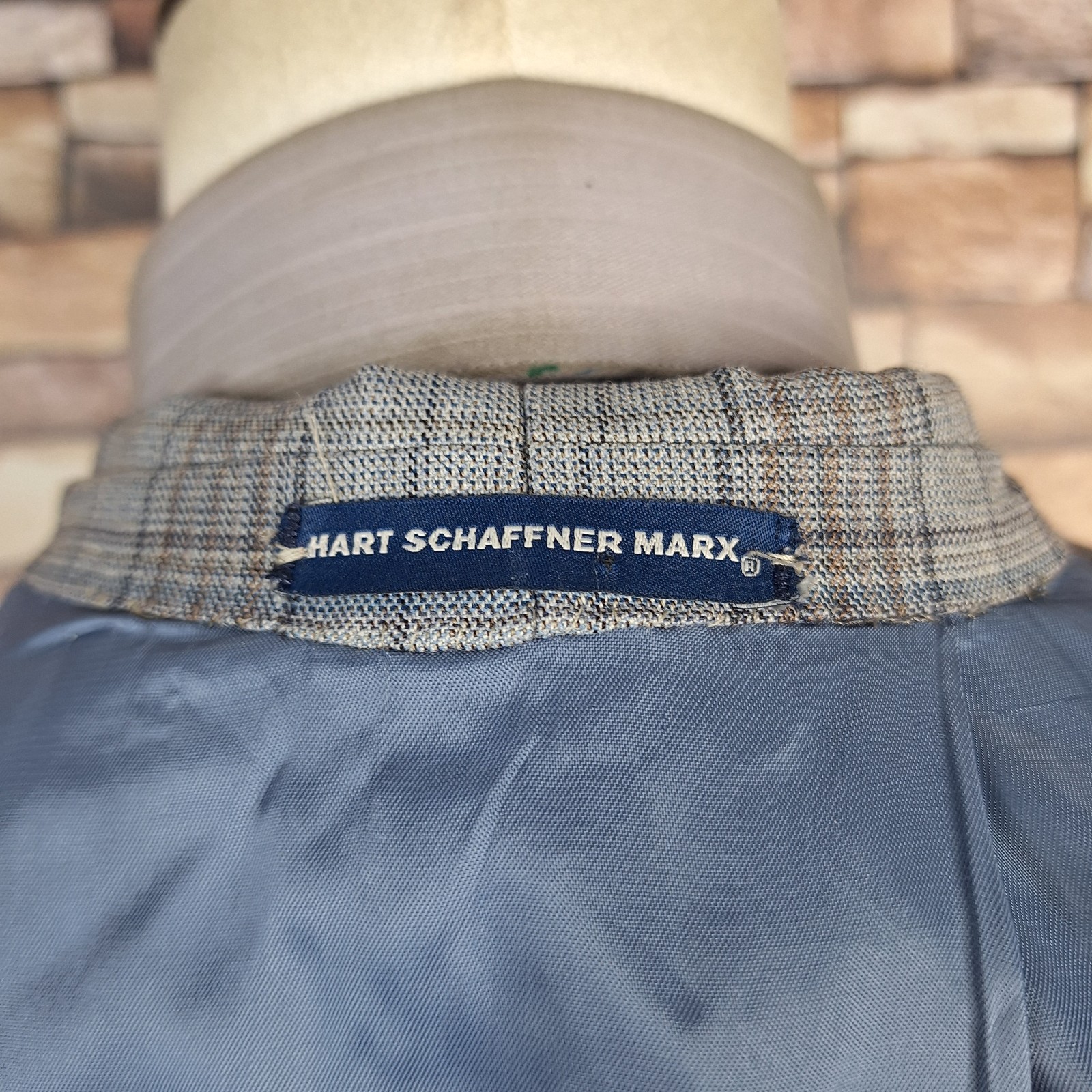 Hart Schaffner Marx Sport Coat Jacket Mens 52R Light Gray Plaid Wool Chicago VL