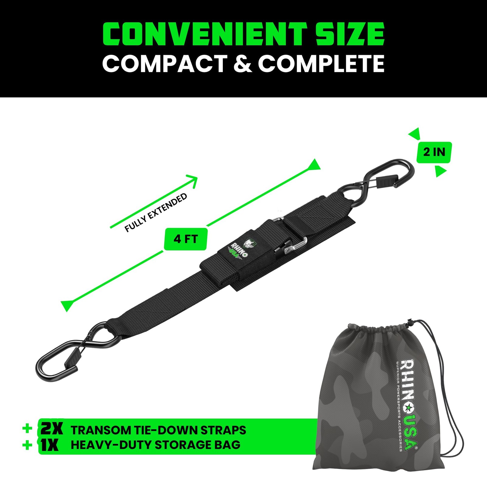 Rhino Usa Boat Trailer Straps 2-Pack – Heavy Duty 2 Inch X 48 Inch Boat Tie