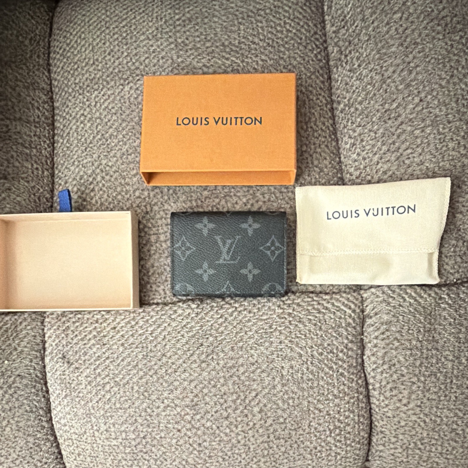 Louis Vuitton Monogram Leather Envelope Business Card Holder Black!
